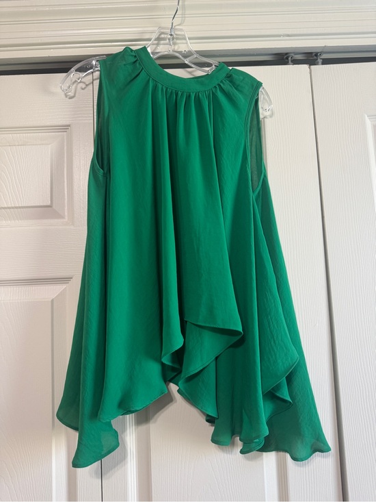 See U Soon Tops - Sleeveless Green Draped Blouse